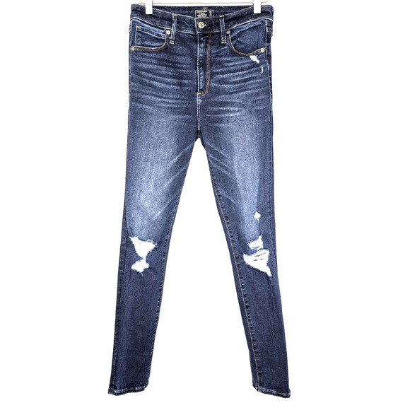 Abercrombie & Fitch Womens Simone High Rise Super Skinny Dark Distressed Jeans 2 - Picture 1 of 7